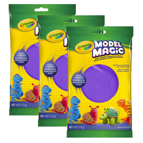 3PK Crayola Kids/Childrens Creative Model Magic Squishy Modeling Material 113gms Purple 36m+