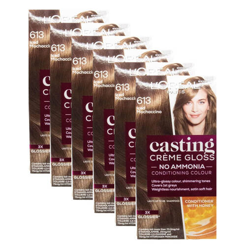 6PK Loreal Casting Creme Gloss Hair Colour 613 Iced Mochaccino Cool Light Brown