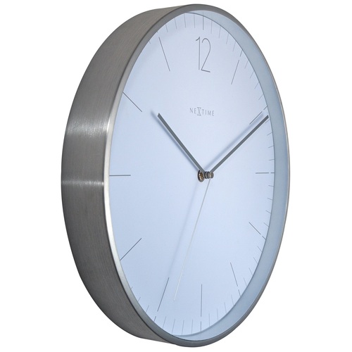 NeXtime Essential Silver 34cm Hanging Wall Clock Elegant White