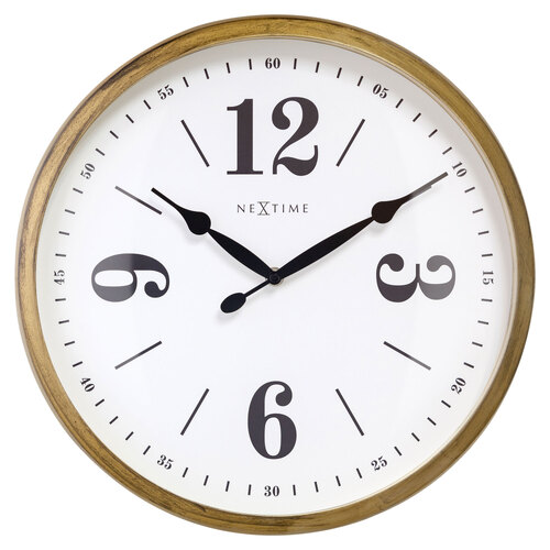 NeXtime Classic Silent Sweep Analogue 39cm Metal Wall Clock - Gold