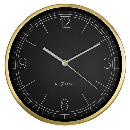NeXtime Bolero Silent Wall Clock Black Dial 25x25x4.5cm Gold Metal Case