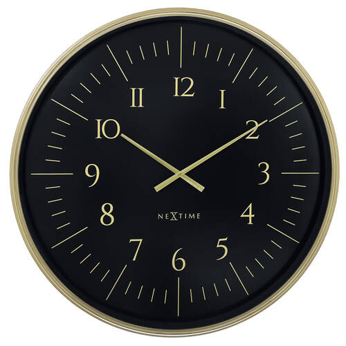 NeXtime Galaxy Large Wall Clock Black Dial 76.8x76.8x5.5cm Brushed Gold Case