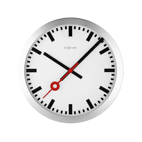 NeXtime 19cm Station Stripe Round Wall Clock Analogue White