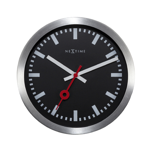 NeXtime 19cm Station Stripe Round Wall Clock Analogue Black