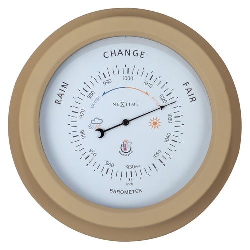 NeXtime Orchid 22cm Weatherproof Outdoor Barometer Metal Brown