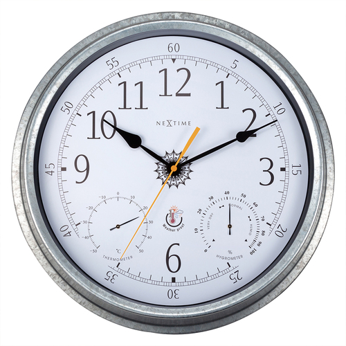 NeXtime 40.5cm Tulip Outdoor Galvanised Metal Wall Clock