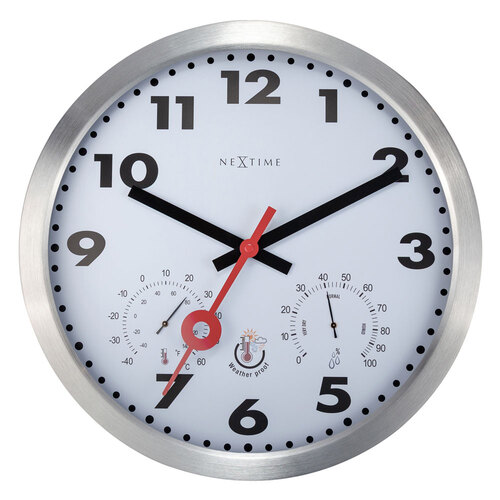 NeXtime 35cm Arabic Temperature Outdoor Wall Clock  White