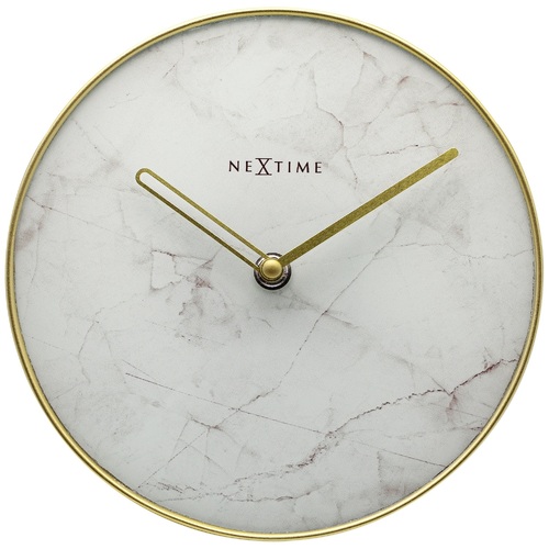 NeXtime 20cm Marble Table Analogue Clock White/Gold