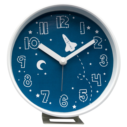 NeXtime Rocket 12.5x13cm Plastic Alarm Clock Analogue w/ Night Light Blue