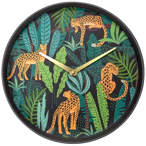 NeXtime 30cm Urban Jungle Silent Analogue Round Wall Clock - Leopard Print