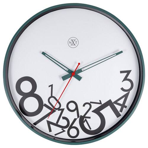 NeXtime 30cm Dropped Numbers Silent Analogue Round Wall Clock