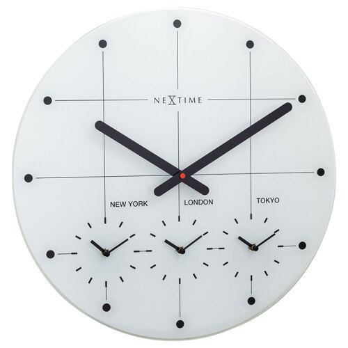 NeXtime 43cm Big City Multiple Time Zone Round Wall Clock - White