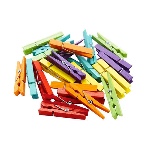 20pc Sunny Bamboo Wooden Crafts Multicoloured Pegs
