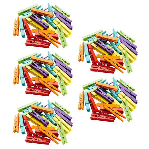 100pc Sunny Bamboo Wooden Crafts Multicoloured Pegs