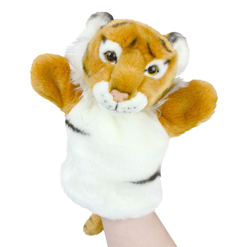 Lil Friends 26cm Tiger Animal Hand Puppet Kids Soft Toy - Orange