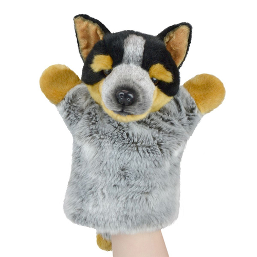 Lil Friends 26cm Blue Heeler Animal Hand Puppet Kids Soft Toy - Grey