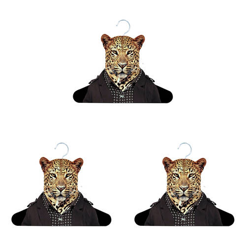 3PK Annabel Trends Zoo Portrait Coat Hanger/Hook - Leopard