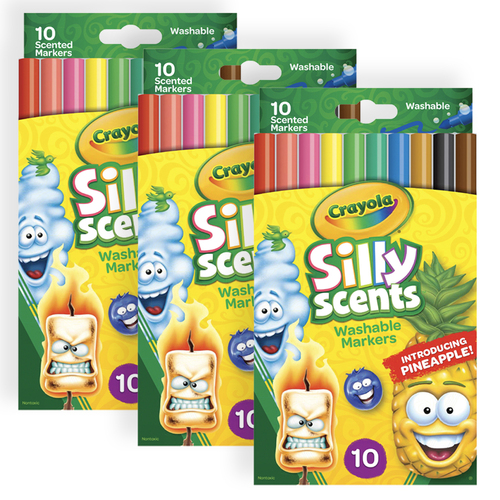 3x10pc Crayola Kids/Childrens Creative Silly Scents Slim Markers 36m+