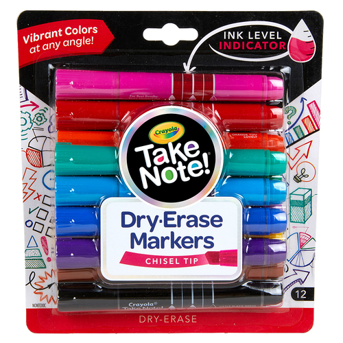 12pc Crayola Take Note! White Board Markers Chisel Tip