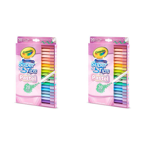 2x 20pc Crayola Supertips Pastel Markers Non-Toxic Kids 3y+