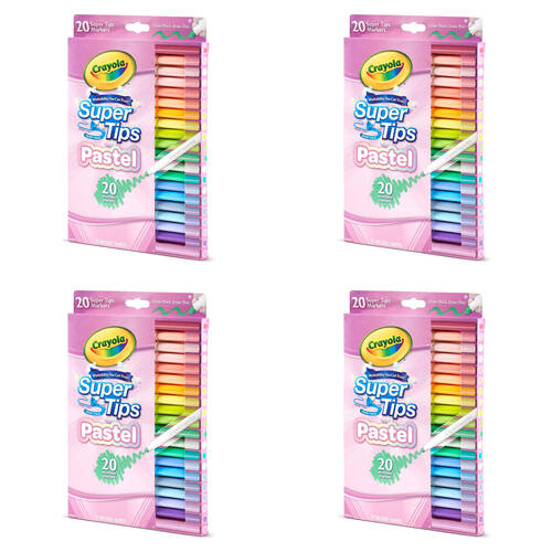 4x 20pc Crayola Supertips Pastel Markers Non-Toxic Kids 3y+