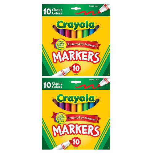 2x 10PK Crayola Classic Broadline Markers