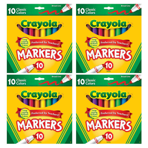 4x 10PK Crayola Classic Broadline Markers