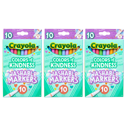 3x10pc Crayola Kids Creative Fineline Washable Markers Colors of Kindness 36m+