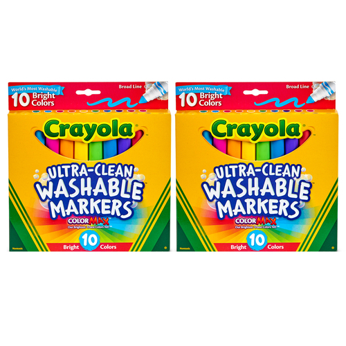 2x10pc Crayola Kids/Childrens Creative Ultra Clean Bright Markers 36m+