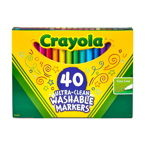 40pc Crayola Kids/Childrens Creative Fineline Ultraclean Markers 36m+