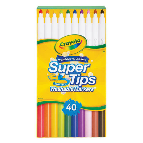 40pc Crayola Super Tips Washable Markers Colouring Set Kids 3y+