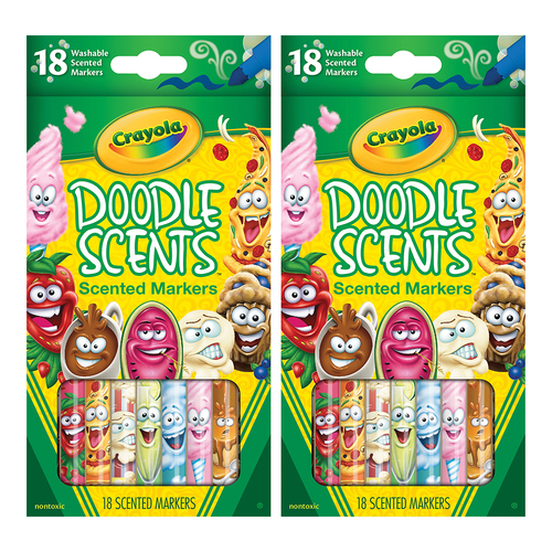 2x18pc Crayola Kids/Childrens Creative Doodle Scents Washable Markers 36m+