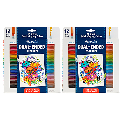 2x12pc Crayola Kids/Childrens Creative Dual Ended Markers 96m+