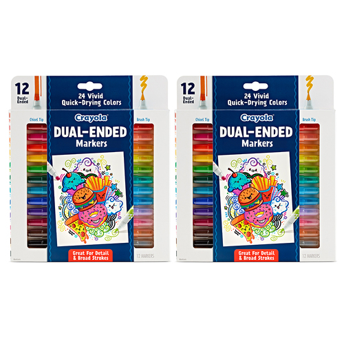 2x12pc Crayola Kids/Childrens Creative Dual Ended Markers 96m+