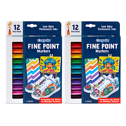 2x12pc Crayola Kids/Childrens Creative Fine Point Markers 96m+