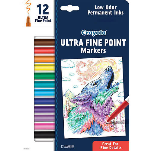 12pc Crayola Ultra Fine Point/Tip Coloring Markers Kids 8y+