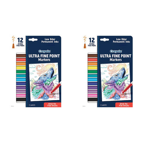 2x 12pc Crayola Ultra Fine Point/Tip Coloring Markers Kids 8y+
