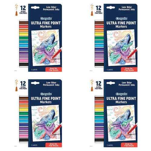 4x 12pc Crayola Ultra Fine Point/Tip Coloring Markers Kids 8y+