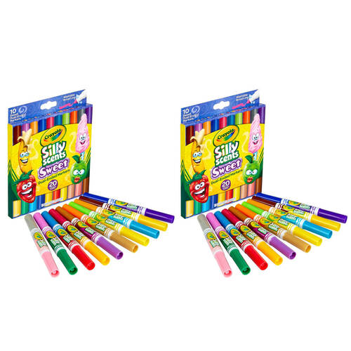 2x 10PK Crayola Silly Scents Dual-Ended Washable Markers