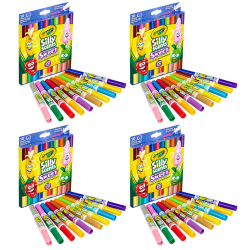 4x 10PK Crayola Silly Scents Dual-Ended Washable Markers
