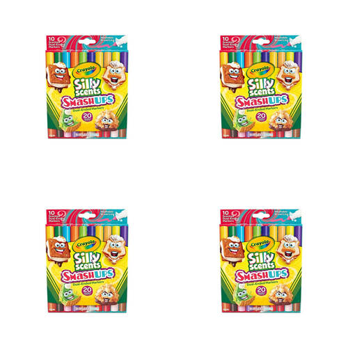 4x 10pc Crayola Silly Scents Smash Ups Dual Ended Markers Kids 3+