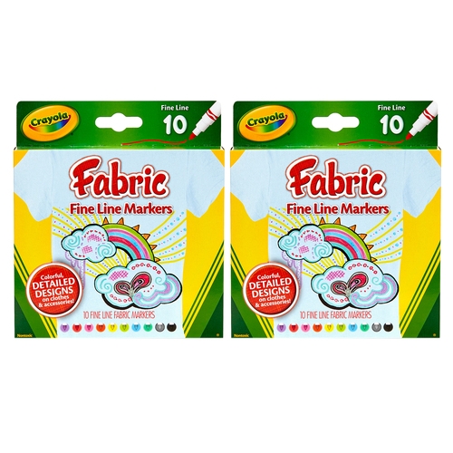 2x10pc Crayola Kids/Childrens Creative Fabric Markers 36m+