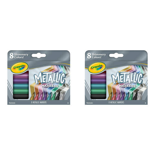 2x 8pc Crayola Metallic Markers Colouring Tools DIY Craft Kit Kids 3y+