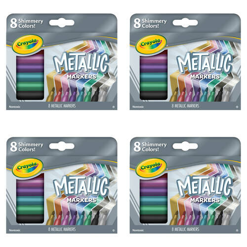 4x 8pc Crayola Metallic Markers Colouring Tools DIY Craft Kit Kids 3y+