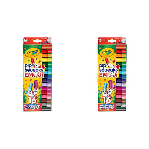 2x 16pc Crayola Pip-Squeaks Emoji Washable Markers Kids 3y+