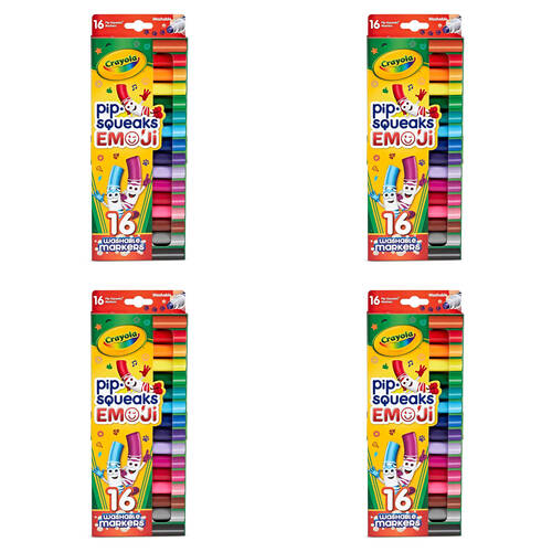 4x 16pc Crayola Pip-Squeaks Emoji Washable Markers Kids 3y+