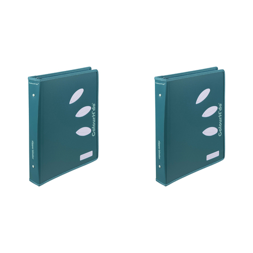 2PK Colourhide 48cm Zipper Binder File/Document Organiser Teal Green
