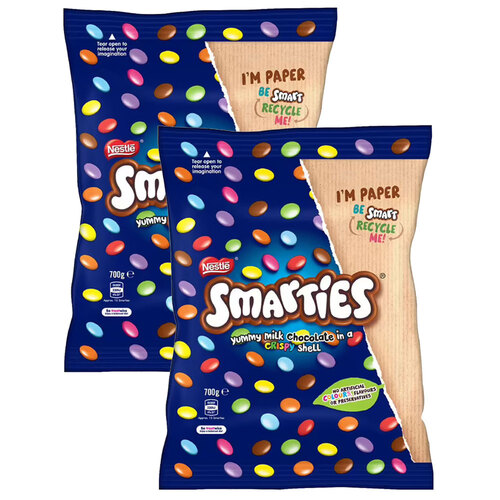 2PK Nestle 700g Smarties Chocolate Bag