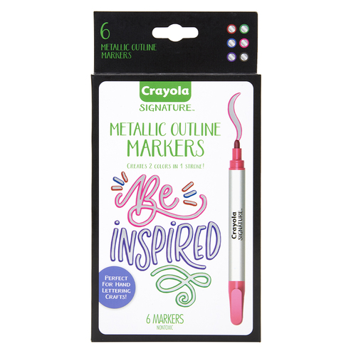 6pc Crayola Signature Metallic Outline Markers 8+
