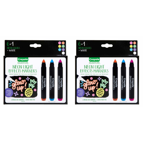 12pc Crayola Signature Neon Light Effects Markers w/ White Paint Pen